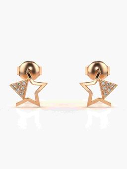 Valanova - Sterling Silver Plated with Rose Gold and Certified Lab Grown Diamond 0.08 Cts Earrings