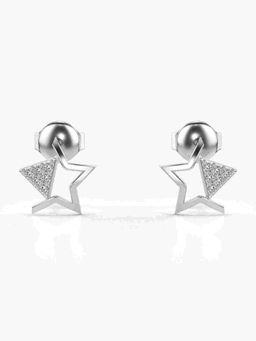 Valanova - Sterling Silver Plated with White Gold and Certified Lab Grown Diamond 0.08 Cts Earrings