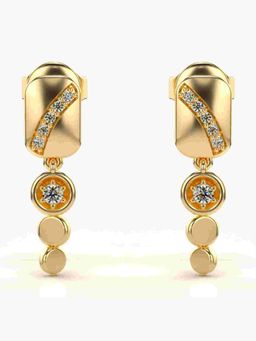 Valanova - Sterling Silver Plated with Yellow Gold and Certified Lab Grown Diamond 0.11 Cts Earrings
