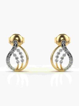 Valanova - Sterling Silver Plated with Yellow Gold and Certified Lab Grown Diamond 0.21 Cts Earrings