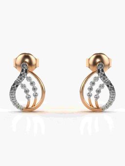 Valanova - Sterling Silver Plated with Rose Gold and Certified Lab Grown Diamond 0.21 Cts Earrings