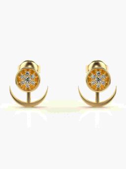 Valanova - Sterling Silver Plated with Yellow Gold and Certified Lab Grown Diamond 0.13 Cts Earrings