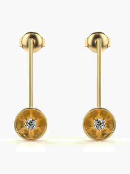 Valanova - Sterling Silver Plated with Yellow Gold and Certified Lab Grown Diamond 0.14 Cts Earrings