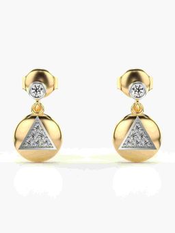 Valanova - Sterling Silver Plated with Yellow Gold and Certified Lab Grown Diamond 0.16 Cts Earrings