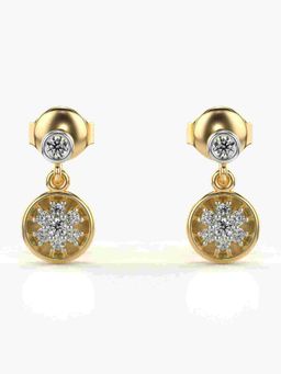 Valanova - Sterling Silver Plated with Yellow Gold and Certified Lab Grown Diamond 0.20 Cts Earrings