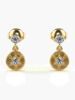 Valanova - Sterling Silver Plated with Yellow Gold and Certified Lab Grown Diamond 0.16 Cts Earrings