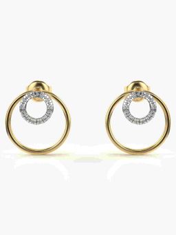 Valanova - Sterling Silver Plated with Yellow Gold and Certified Lab Grown Diamond 0.19 Cts Earrings