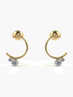 Valanova - Sterling Silver Plated with Yellow Gold and Certified Lab Grown Diamond 0.16 Cts Earrings