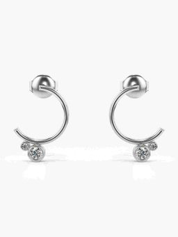 Valanova - Sterling Silver Plated with White Gold and Certified Lab Grown Diamond 0.16 Cts Earrings