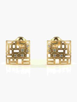 Valanova - Sterling Silver Plated with Yellow Gold and Certified Lab Grown Diamond 0.08 Cts Earrings