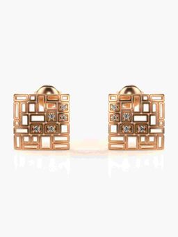 Valanova - Sterling Silver Plated with Rose Gold and Certified Lab Grown Diamond 0.08 Cts Earrings