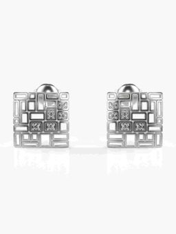 Valanova - Sterling Silver Plated with White Gold and Certified Lab Grown Diamond 0.08 Cts Earrings
