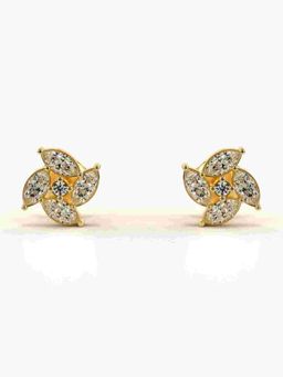 Valanova - Sterling Silver Plated with Yellow Gold and Certified Lab Grown Diamond 0.66 Cts Earrings