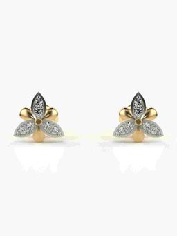 Valanova - Sterling Silver Plated with Yellow Gold and Certified Lab Grown Diamond 0.11 Cts Earrings