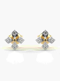 Valanova - Sterling Silver Plated with Yellow Gold and Certified Lab Grown Diamond 0.11 Cts Earrings