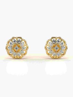 Valanova - Sterling Silver Plated with Yellow Gold and Certified Lab Grown Diamond 0.21 Cts Earrings