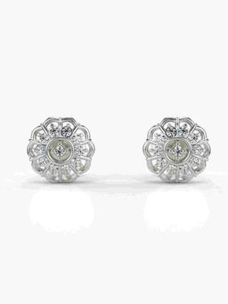 Valanova - Sterling Silver Plated with White Gold and Certified Lab Grown Diamond 0.21 Cts Earrings