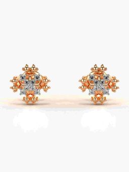 Valanova - Sterling Silver Plated with Rose Gold and Certified Lab Grown Diamond 0.11 Cts Earrings