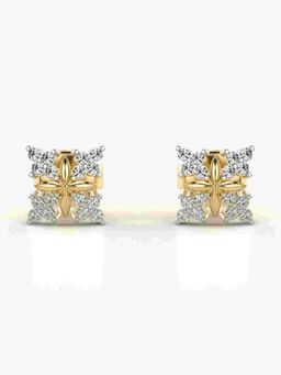 Valanova - Sterling Silver Plated with Yellow Gold and Certified Lab Grown Diamond 0.18 Cts Earrings