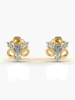 Valanova - Sterling Silver Plated with Yellow Gold and Certified Lab Grown Diamond 0.12 Cts Earrings
