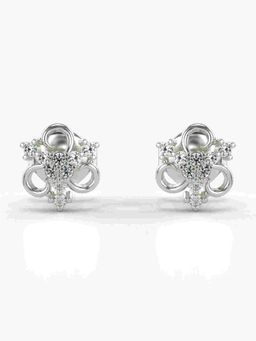 Valanova - Sterling Silver Plated with White Gold and Certified Lab Grown Diamond 0.12 Cts Earrings