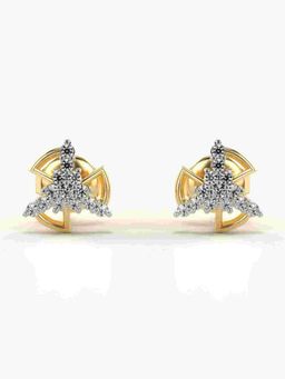 Valanova - Sterling Silver Plated with Yellow Gold and Certified Lab Grown Diamond 0.17 Cts Earrings