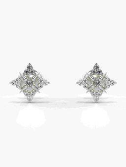 Valanova - Sterling Silver Plated with White Gold and Certified Lab Grown Diamond 0.17 Cts Earrings