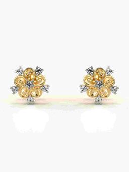 Valanova - Sterling Silver Plated with Yellow Gold and Certified Lab Grown Diamond 0.11 Cts Earrings