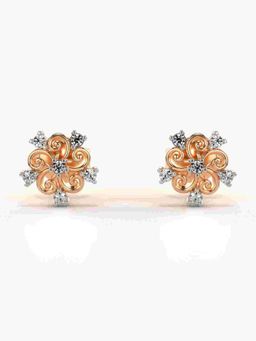 Valanova - Sterling Silver Plated with Rose Gold and Certified Lab Grown Diamond 0.11 Cts Earrings