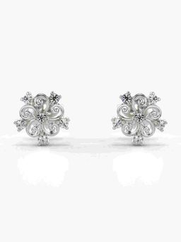 Valanova - Sterling Silver Plated with White Gold and Certified Lab Grown Diamond 0.11 Cts Earrings