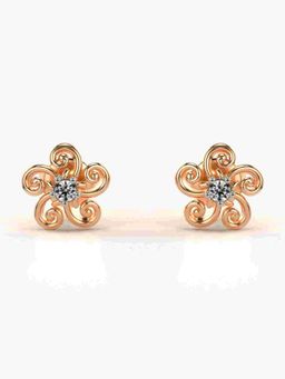 Valanova - Sterling Silver Plated with Rose Gold and Certified Lab Grown Diamond 0.07 Cts Earrings