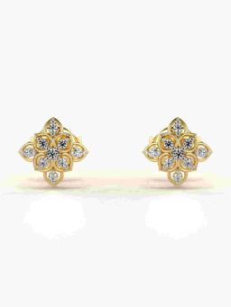 Valanova - Sterling Silver Plated with Yellow Gold and Certified Lab Grown Diamond 0.10 Cts Earrings