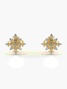 Valanova - Sterling Silver Plated with Yellow Gold and Certified Lab Grown Diamond 0.16 Cts Earrings