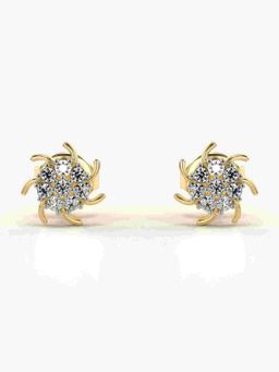 Valanova - Sterling Silver Plated with Yellow Gold and Certified Lab Grown Diamond 0.15 Cts Earrings