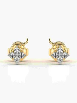 Valanova - Sterling Silver Plated with Yellow Gold and Certified Lab Grown Diamond 0.15 Cts Earrings