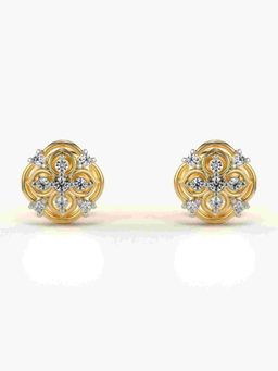 Valanova - Sterling Silver Plated with Yellow Gold and Certified Lab Grown Diamond 0.12 Cts Earrings