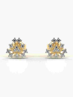 Valanova - Sterling Silver Plated with Yellow Gold and Certified Lab Grown Diamond 0.15 Cts Earrings