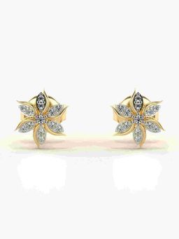 Valanova - Sterling Silver Plated with Yellow Gold and Certified Lab Grown Diamond 0.09 Cts Earrings