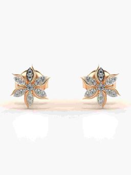 Valanova - Sterling Silver Plated with Rose Gold and Certified Lab Grown Diamond 0.09 Cts Earrings