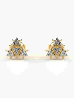 Valanova - Sterling Silver Plated with Yellow Gold and Certified Lab Grown Diamond 0.16 Cts Earrings