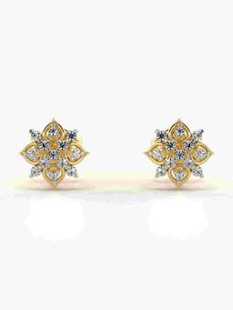 Valanova - Sterling Silver Plated with Yellow Gold and Certified Lab Grown Diamond 0.16 Cts Earrings