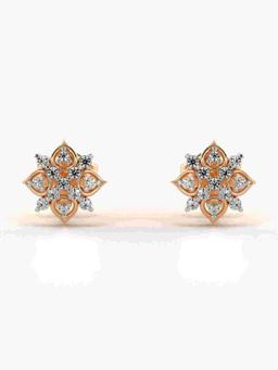 Valanova - Sterling Silver Plated with Rose Gold and Certified Lab Grown Diamond 0.16 Cts Earrings