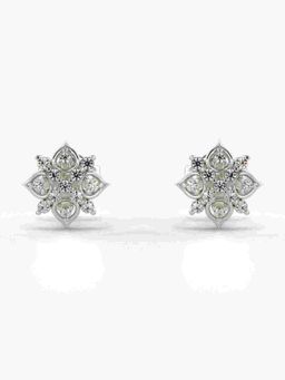Valanova - Sterling Silver Plated with White Gold and Certified Lab Grown Diamond 0.16 Cts Earrings