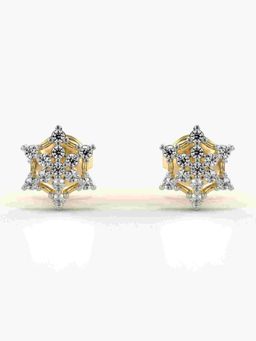 Valanova - Sterling Silver Plated with Yellow Gold and Certified Lab Grown Diamond 0.19 Cts Earrings