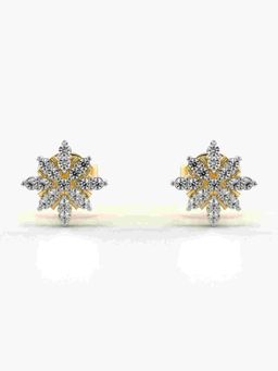 Valanova - Sterling Silver Plated with Yellow Gold and Certified Lab Grown Diamond 0.22 Cts Earrings