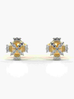 Valanova - Sterling Silver Plated with Yellow Gold and Certified Lab Grown Diamond 0.19 Cts Earrings