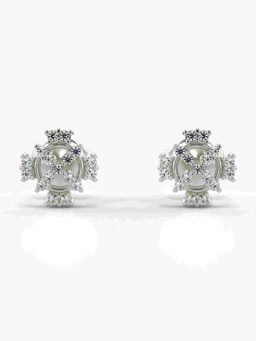 Valanova - Sterling Silver Plated with White Gold and Certified Lab Grown Diamond 0.19 Cts Earrings