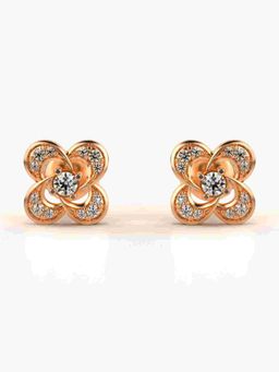 Valanova - Sterling Silver Plated with Rose Gold and Certified Lab Grown Diamond 0.23 Cts Earrings