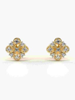 Valanova - Sterling Silver Plated with Yellow Gold and Certified Lab Grown Diamond 0.12 Cts Earrings