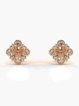 Valanova - Sterling Silver Plated with Rose Gold and Certified Lab Grown Diamond 0.12 Cts Earrings